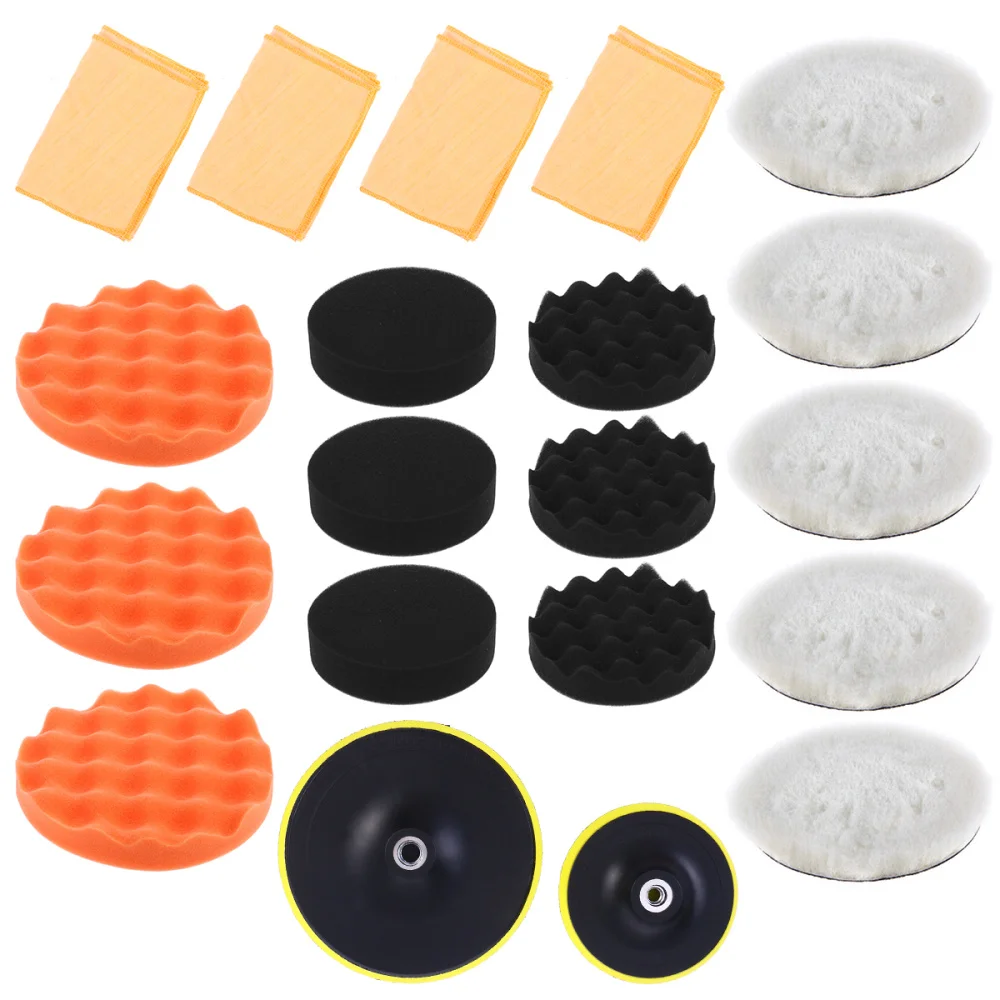 

20pcs Buffing Sponge Polishing Pad Self-Adhesive Disc Wool Disc Polishing Wax Sanding Pad Kit for Car (4pcs towels, 9pcs Sponges