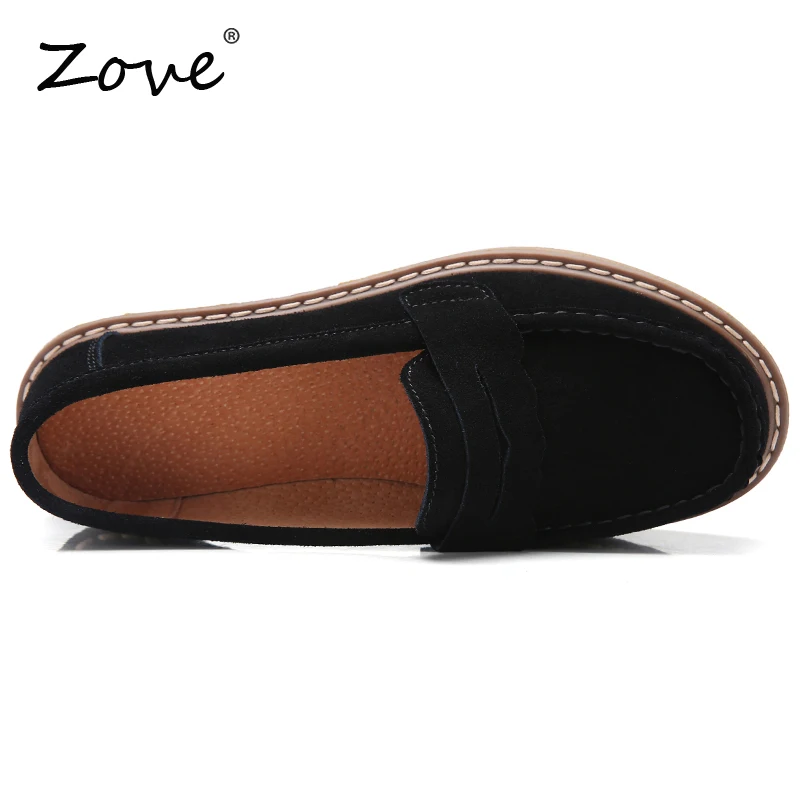 Женская обувь на плоской подошве ZOVE замшевые туфли оксфорды без шнуровки удобные