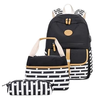 3pcsset women backpacks for teenagers girls laptop rucksack travel daypack kids striped print elementary school bags mochilas
