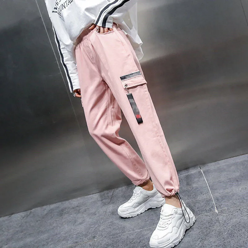 Повседневные шаровары с высокой талией черные эластичные однотонные длинные