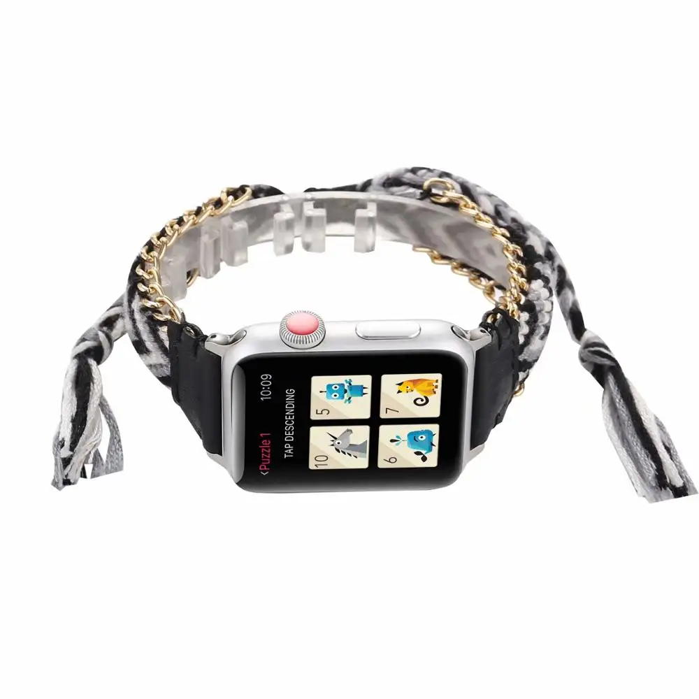 Плетеный спортивный ремешок в богемном стиле для apple watch band 44 мм 40 браслет iwatch series 1