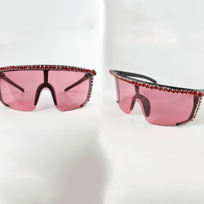 Алмазный негабаритные солнцезащитные очки для женщин Элитный бренд с украшением