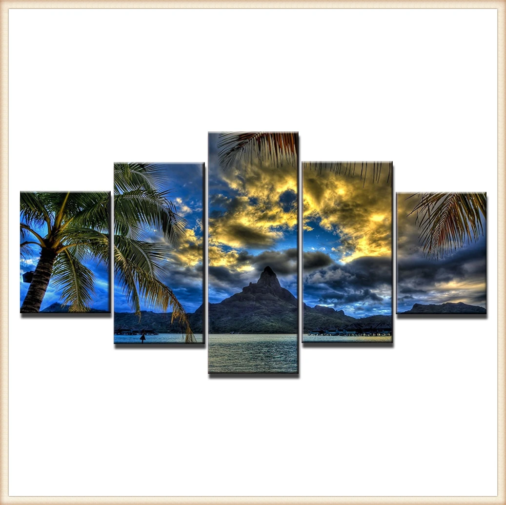 

HD 5 Pieces Scenic Snow-capped and Lakes Pictures Posters Wall Art Home Decor for Living Room Painting Wall Art Anime Poster