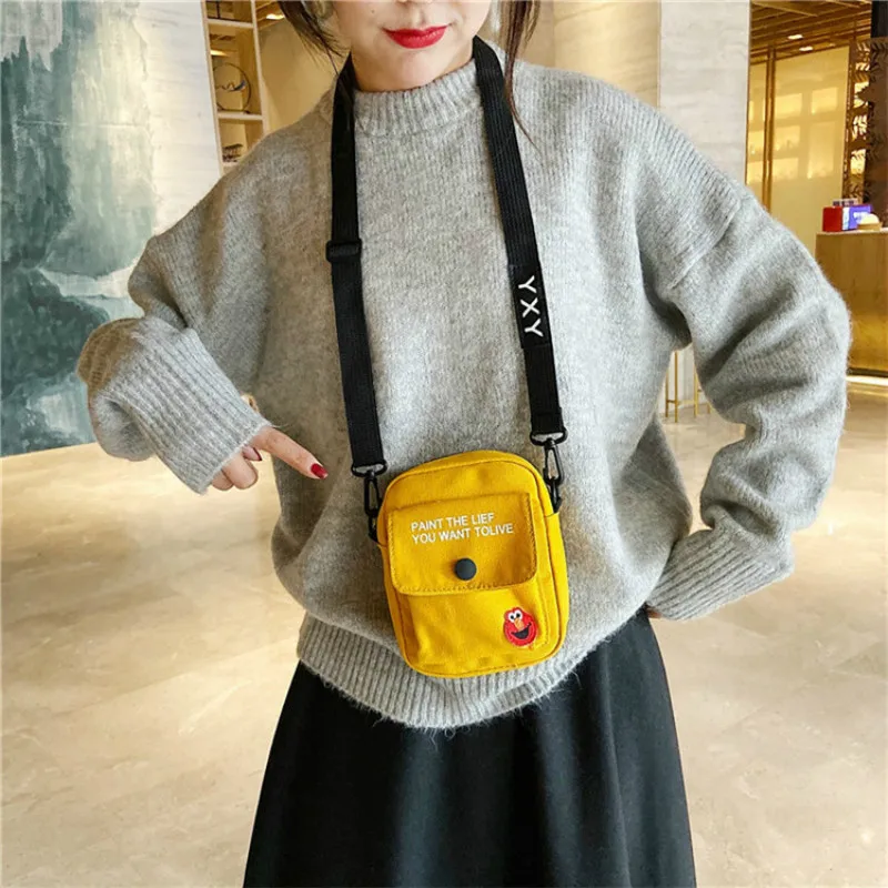 

Mini Canvas Bag Women's All-match Shoulder Bag Portable Messenger Coin Purse Cartoon Student Storage Bag Simple Casual