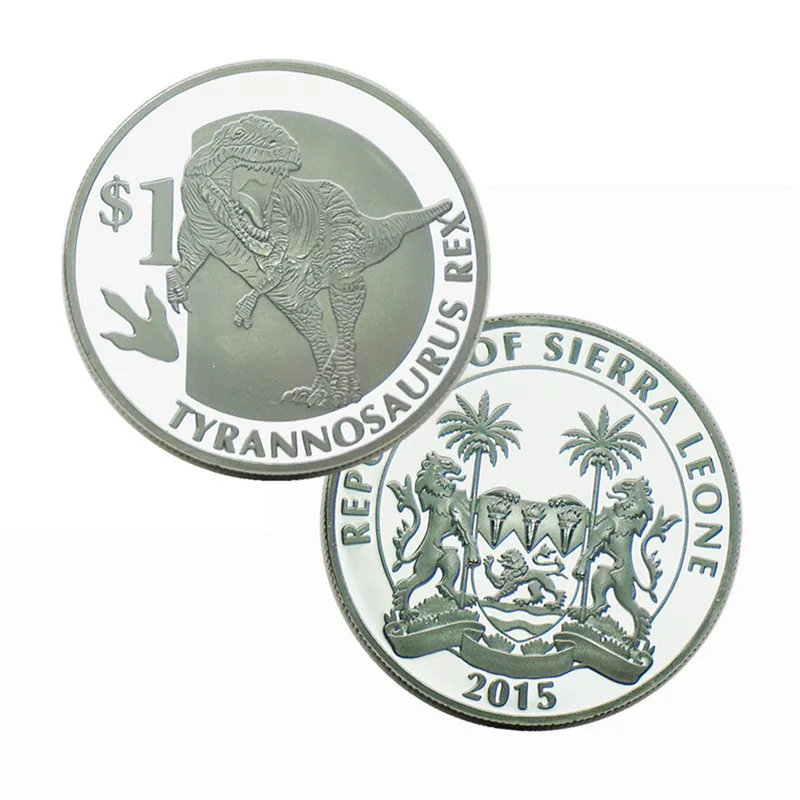 Новое прибытие парк динозавр памятная монета позолоченные посеребренные Монеты