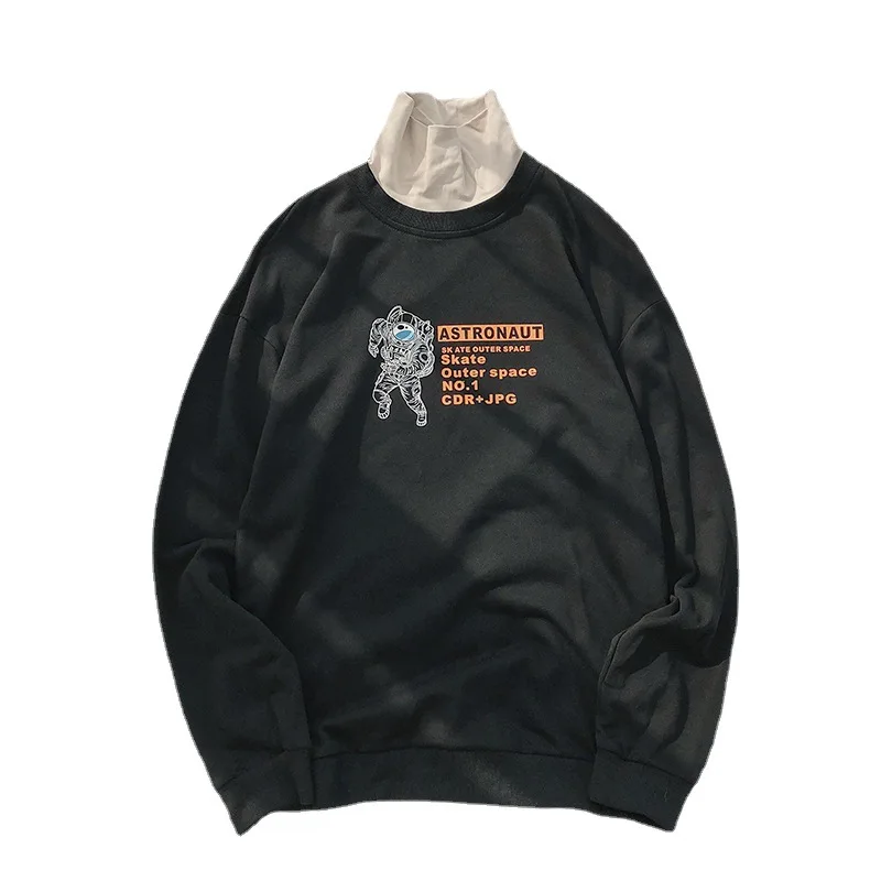 

Men's new spring double collar design personality thin section sweater men's casual shirt printing tide Waichuan