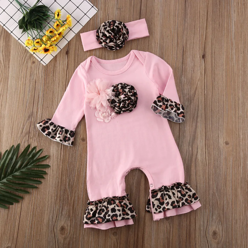 Детские комбинезоны одежда для малышей девочек Зимний Теплый леопардовый