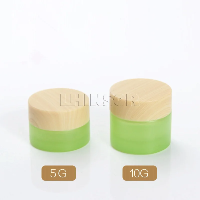 Косметические контейнеры для упаковки: 10 шт./лот, бутылочки из стекла и пластика с винтовой крышкой, объемом 5 г и 10 г, жемчужно-белые и зеленые.
