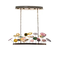 led colorized agate designer round oval chandelier lighting lustre suspension luminaire lampen for dinning room