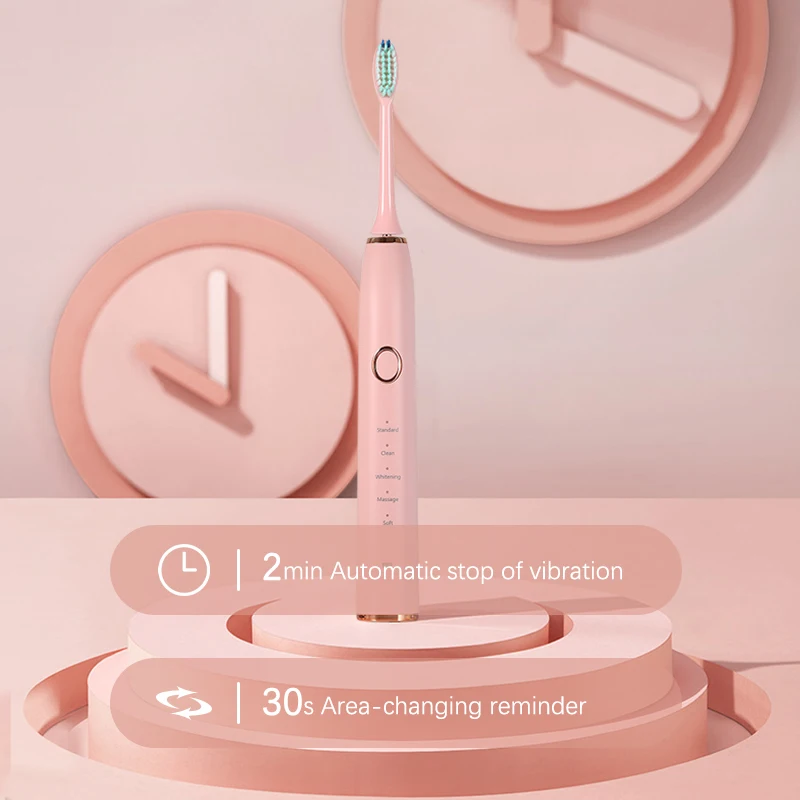 Boyakang Sonic Electric Tooth Brush Rechargeable 5 Cleaning Modes 6 Replaceable Heads USB Charging  Dupont Bristles  BYK25