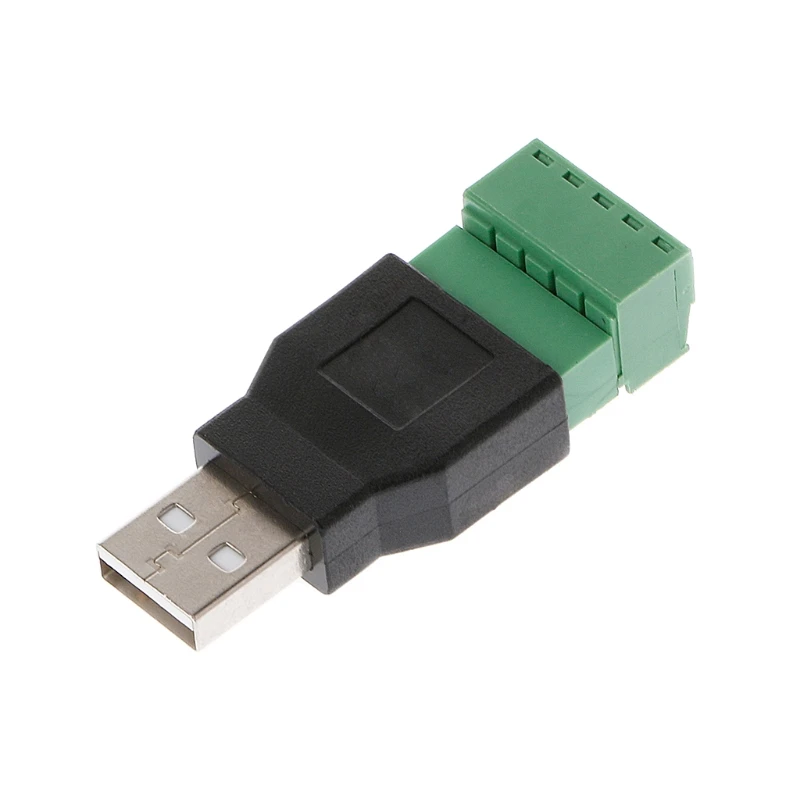 

USB 2.0 Type A Male/Female to 5P Screw w/ Shield Terminal Plug Adapter Connector 6XDD
