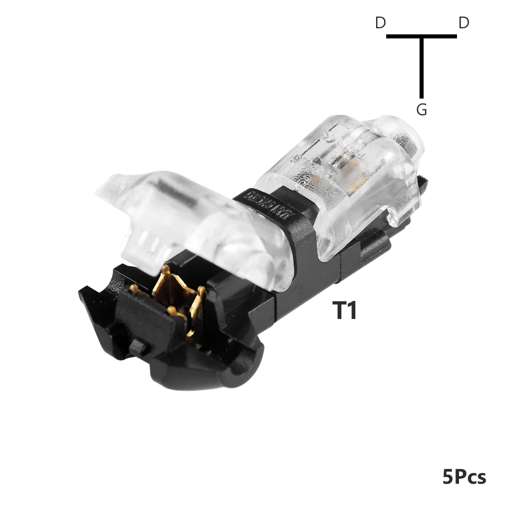 Transparent T1 1pin 5 шт. 1/2 Pin I T тип быстрого соединения проводов электрические разъемы 22-18AWG для светодиодной ленты Автомобильный Кабель обжимные клеммные блоки проводник - Цвет: Transparent T1 1pin