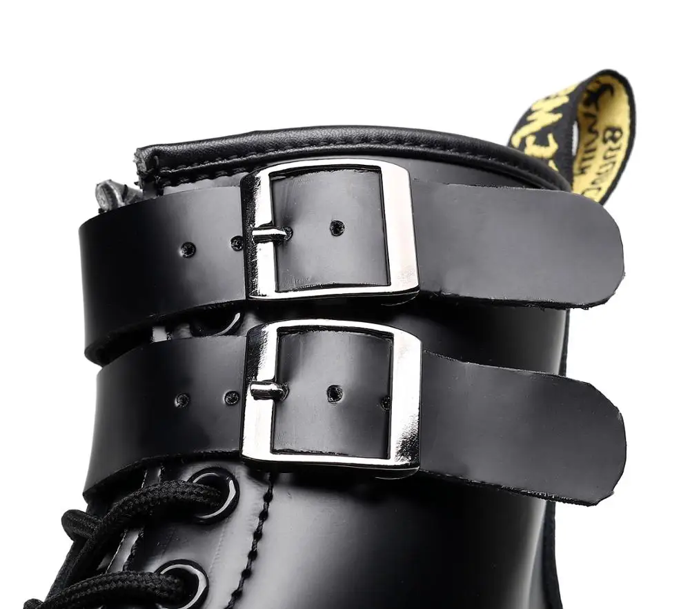 Новые ботинки из лакированной кожи на толстой подошве женские готические черные