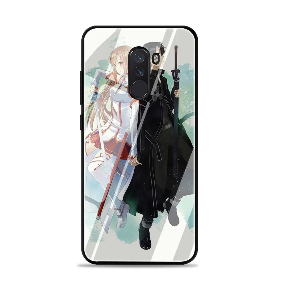 Мультяшный Меч Art Online Anim закаленное Стекло телефона Футляр для Redmi 4x 6A Примечание 5 6 7 Pro Xiaomi Mi 8 Lite A1 A2 5X6X9