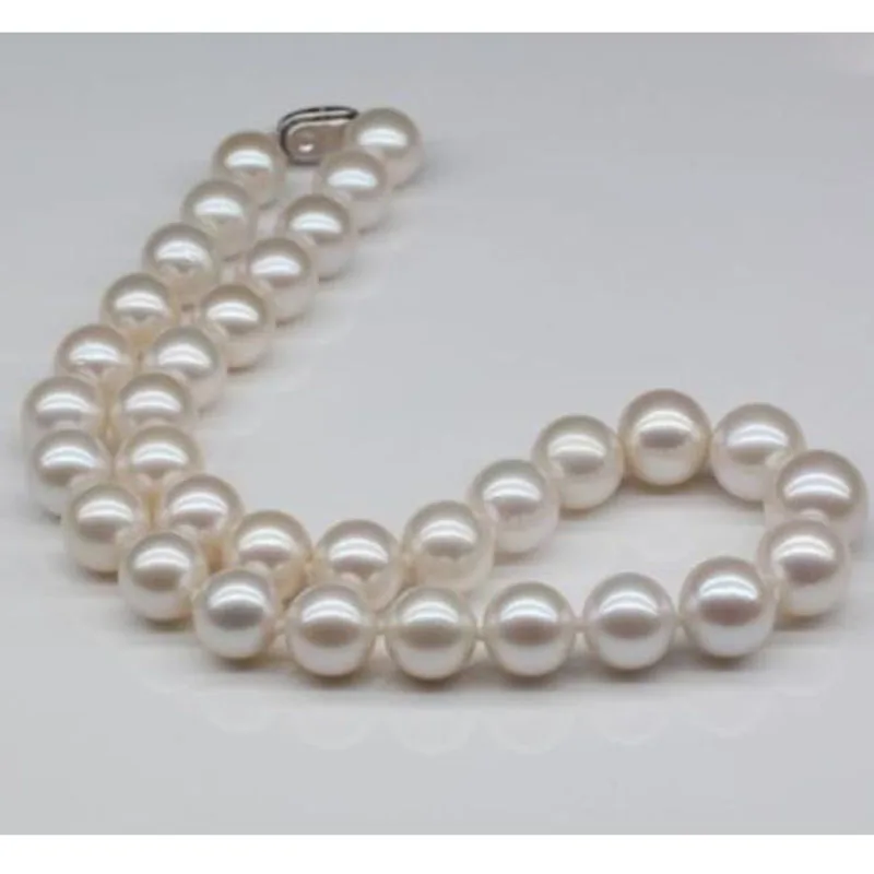 

charming 11-12mm freshwater white round pearl necklace 18inch 925 Sterling Silver