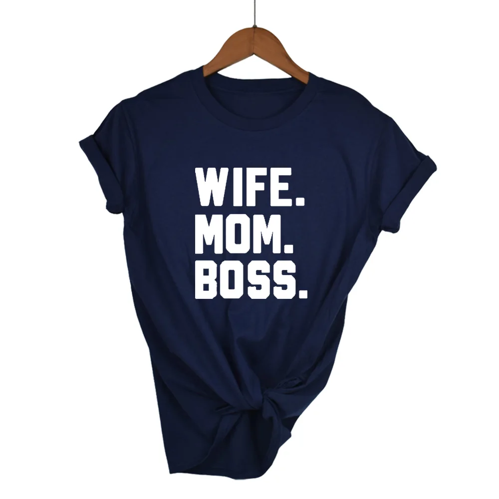 Женская футболка с надписью Мама и босс хлопковая Повседневная забавная для
