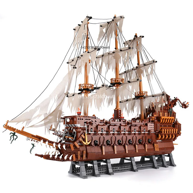 

16016 Flying Dutchman Netherlands Ship Set Creator MOC Pirates of the Caribbean boat Building Blocks Bricks Model Boat toys
