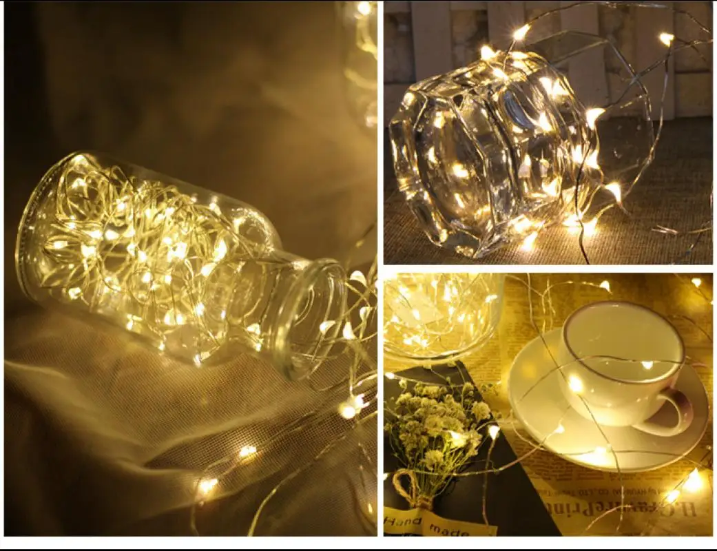 

5m/10m Christmas Light For Garland Holiday Fairy Wedding Party Decoration Strip Light Led String Light Cooper Wire 3aa Battery