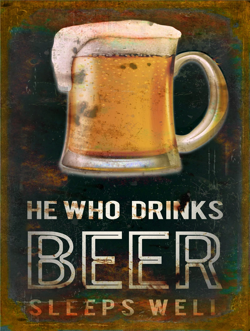 

BEER Bar Signs Metal Tin Sign for Your Home Kitchen Diner Bar Pub and Man Cave, Cocktails, Retro Sketch Decoration, 8x12 Inches