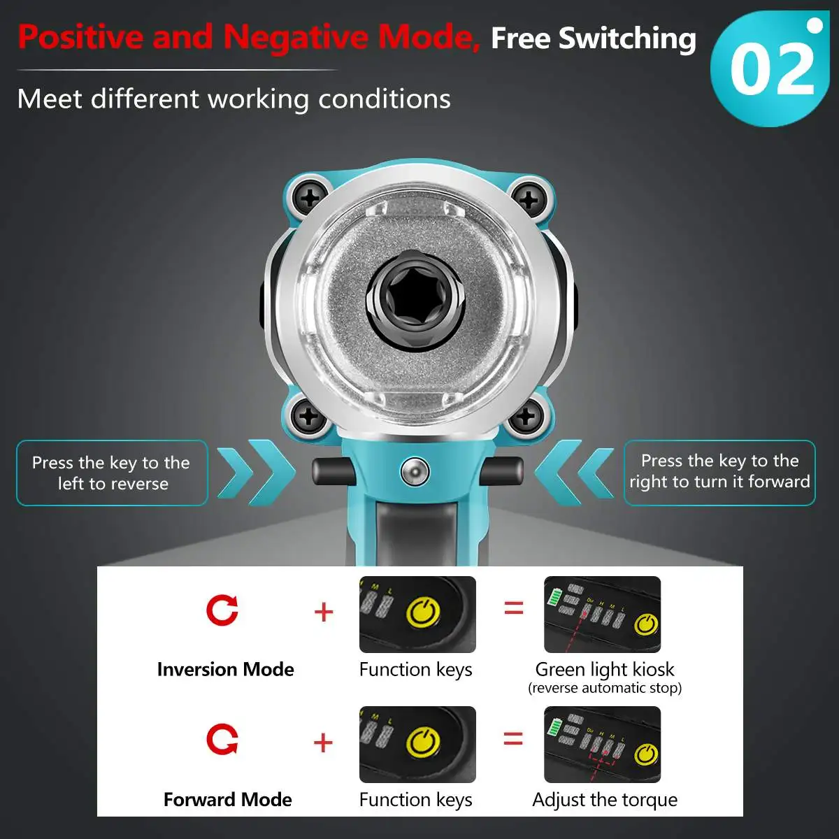 Обновленный 4-скоростной беспроводной ударный гайковерт 18 в 1/2 нм Аккумуляторный