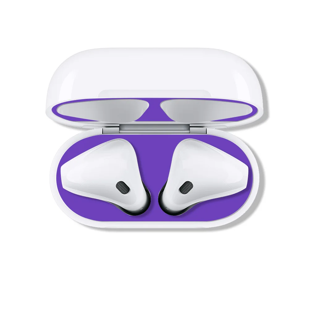 purple 2 пары красочных защитных стикеров, защитный чехол, защита от пыли для Apple Airpods, зарядная коробка для наушников - Цвет: purple