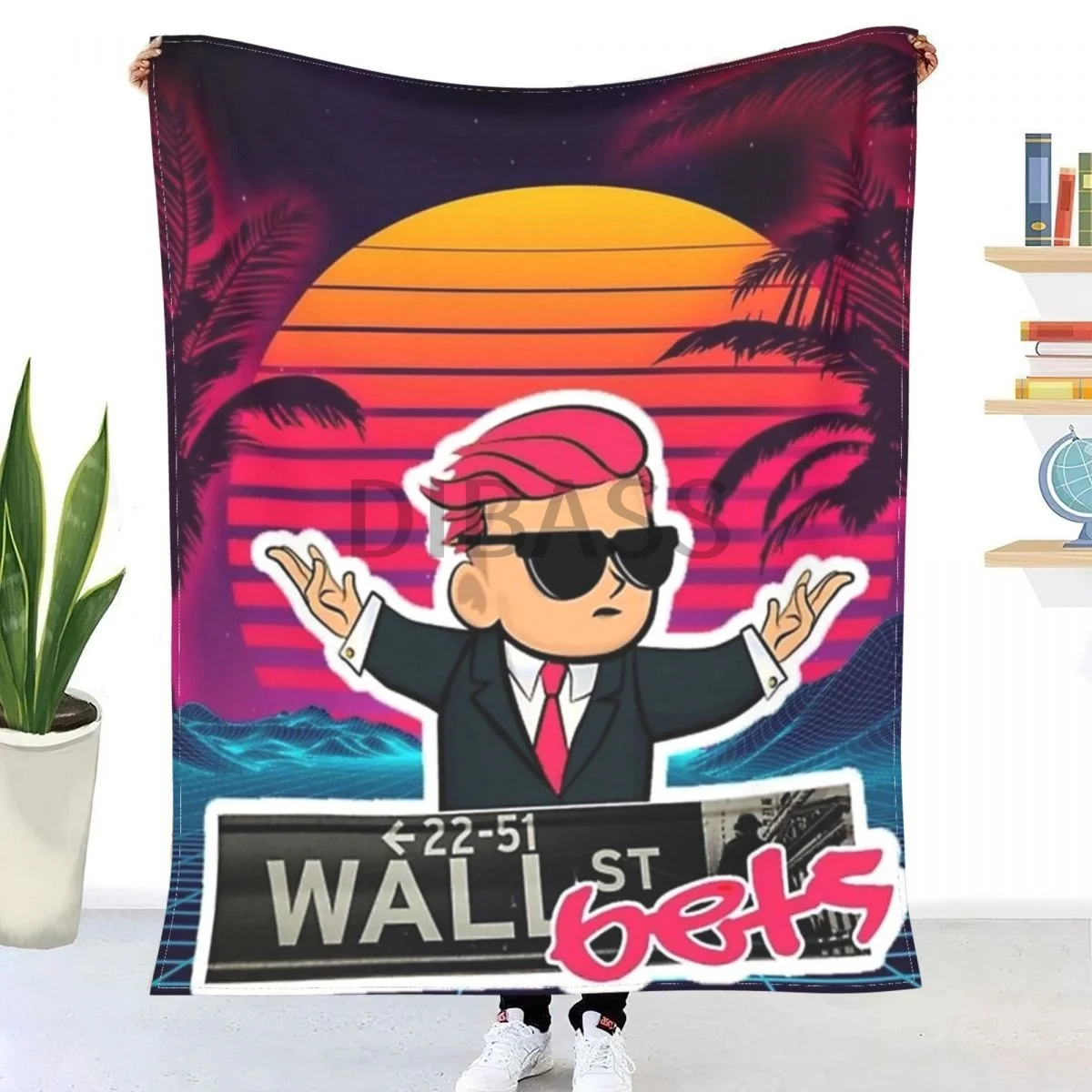 

Retro Wall Street Bets Comforter 3D Printed Flannel Throw Blanket