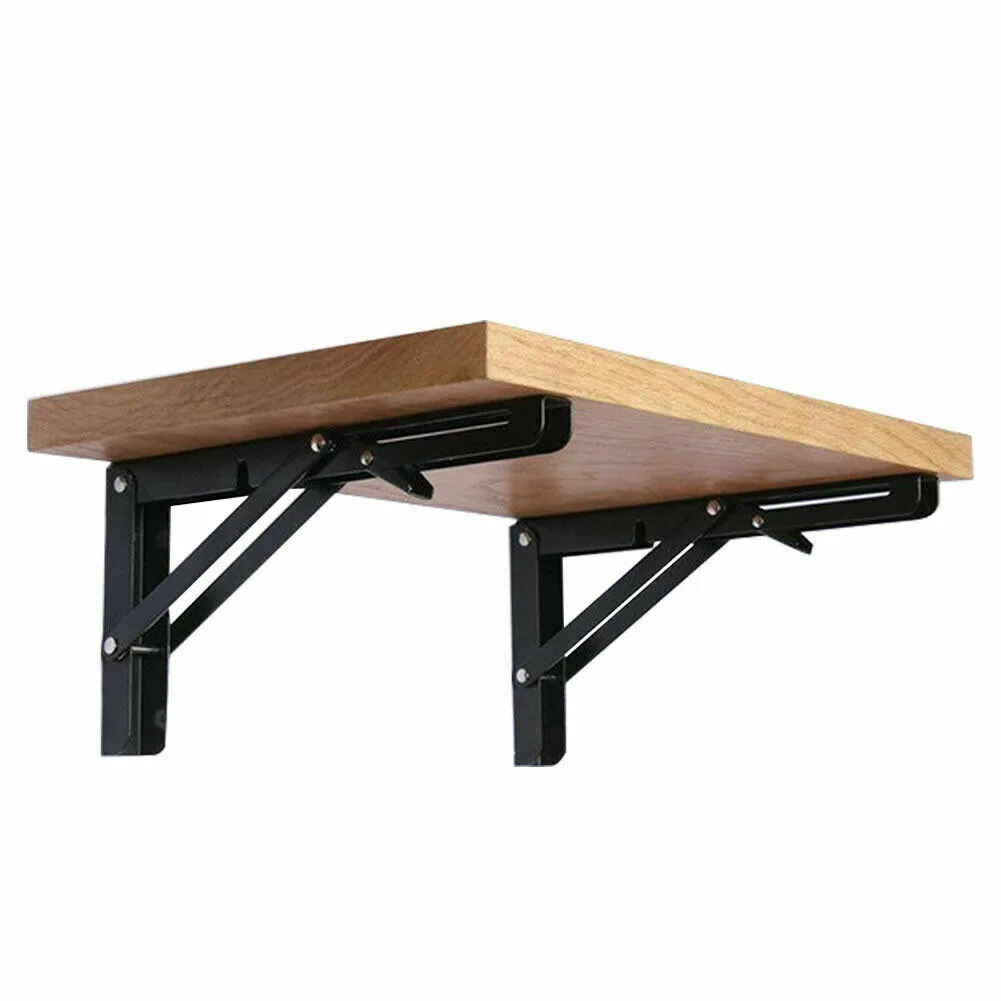 

2pcs Campervan Folding Bracket Table Shelf Motorhome Caravan Finish Stainless Steel 200x115mm Black Bracket Car Accessories