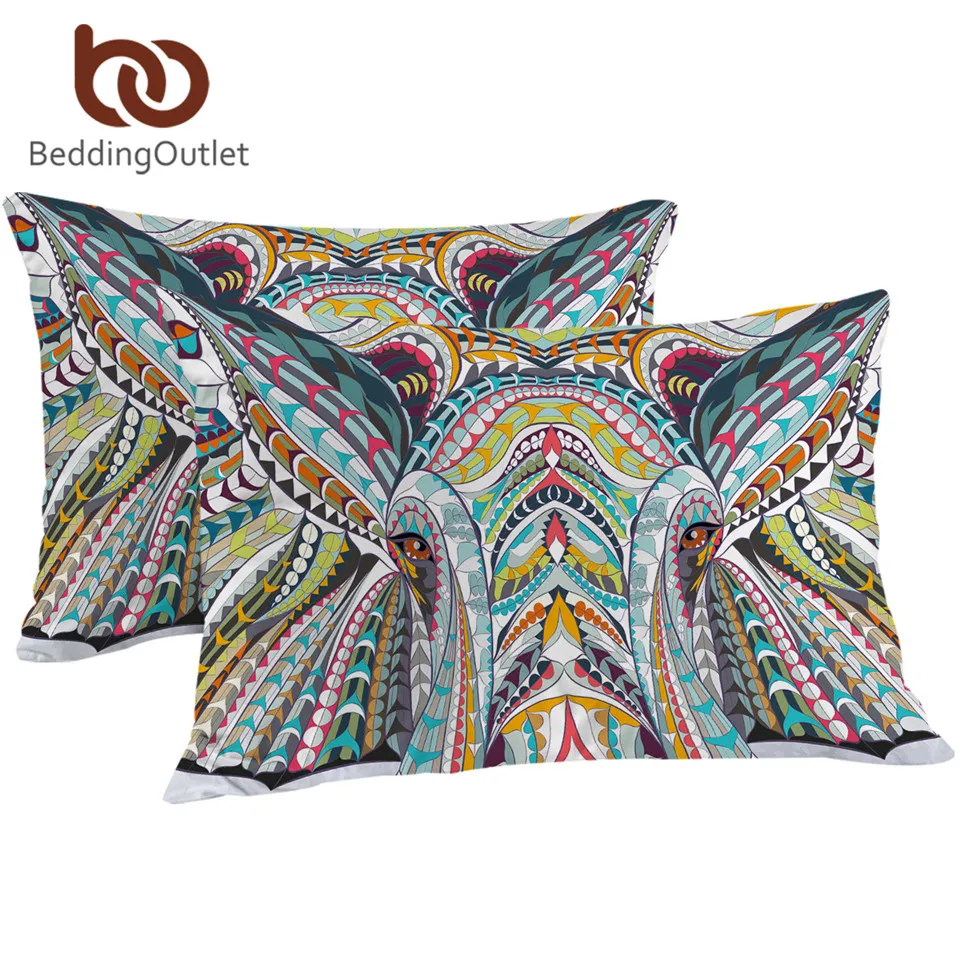 Наволочка для кровати с изображением слона цветной чехол подушки геометрическим