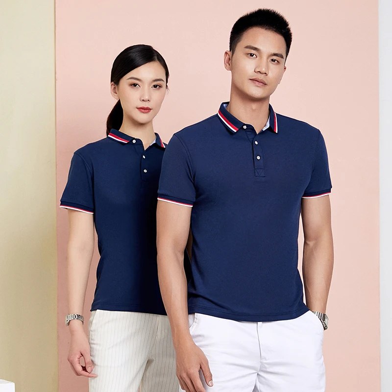 

Men's and women's Polo Shirt customized business Lapel short sleeve work clothes team clothes polo shirt printing