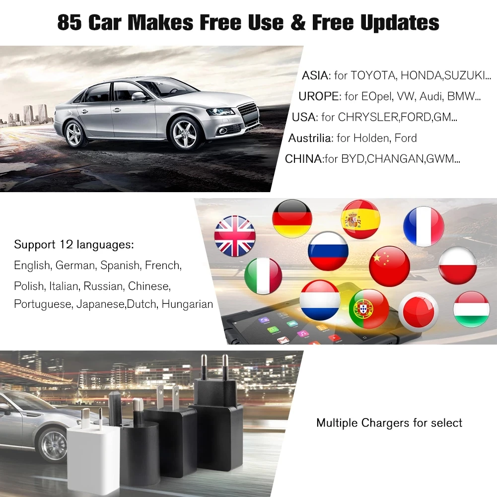 Автомобильный беспроводной сканер OBD2 для всех систем DPF ABS подушек безопасности