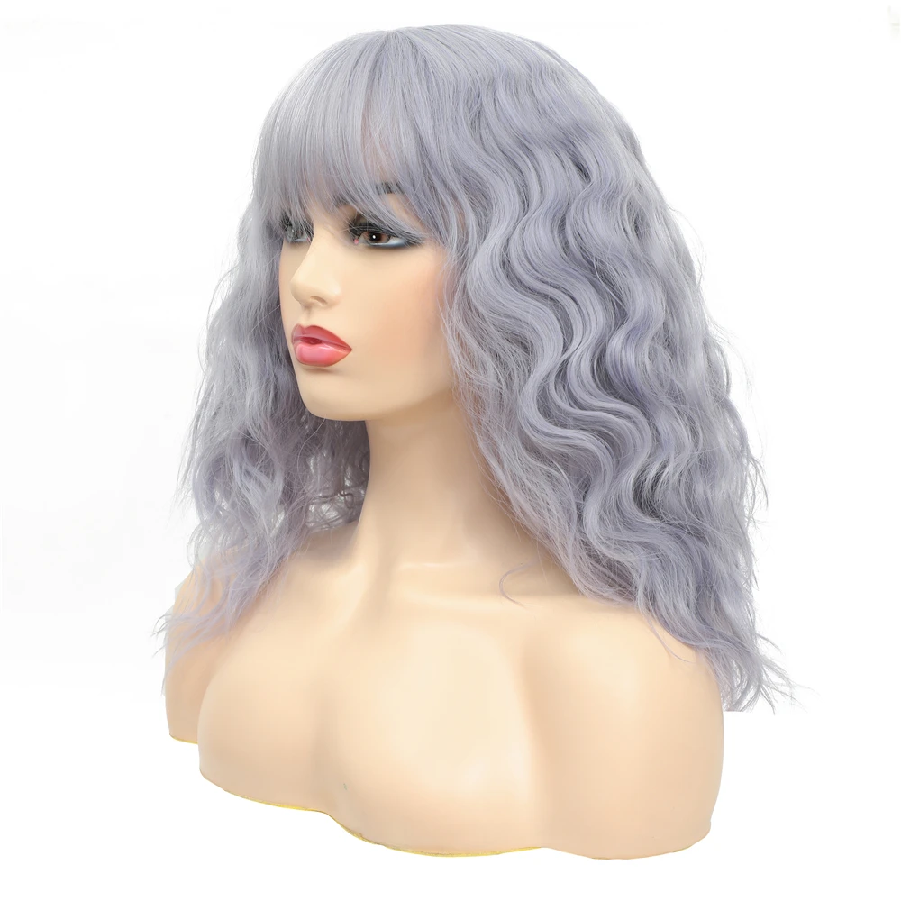Синтетические серые парики для женщин 18/24 дюйма супервьющийся женский парик с
