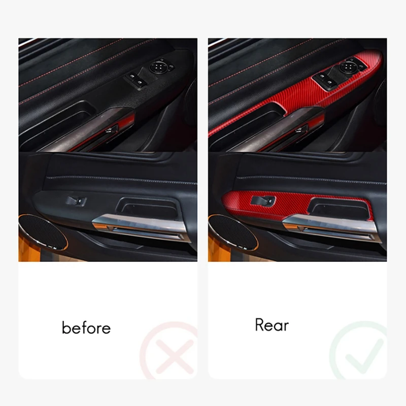 

for Ford Mustang 2015-2021 Carbon Fiber Window Lift Panel Switch Cover Trim 2Pcs Car Interior Accessories