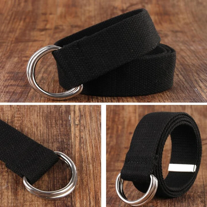 Модный унисекс тканевый ремень пояс Повседневная D Ring простой холщовый 18 цветов