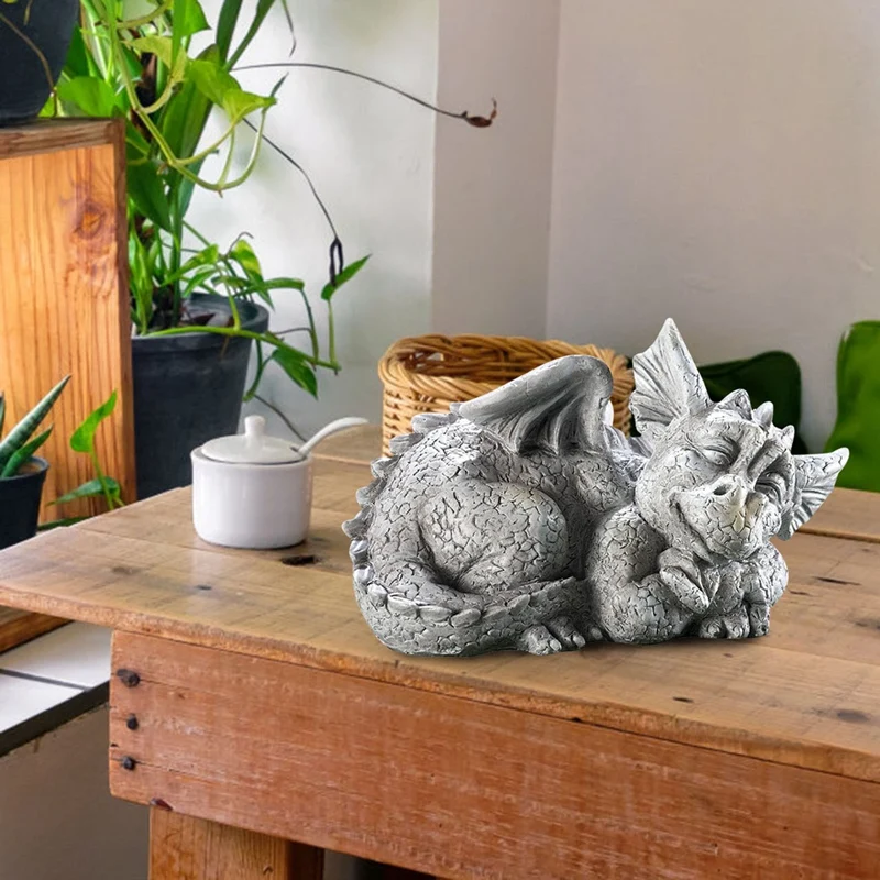 Dragon Baby Garden Statue Adorable Sleep Portrait Stone Outdoor Decoration For Home Art Ornaments Lawn Yard Decor | Дом и сад