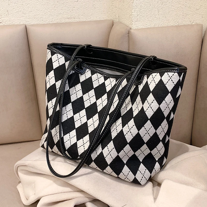 

с доставкой 2021 Winter Plaid Tote Luxury Ladies Handbags Branded Trends High capacity Shopper Travel Shopping Shoulder Bags