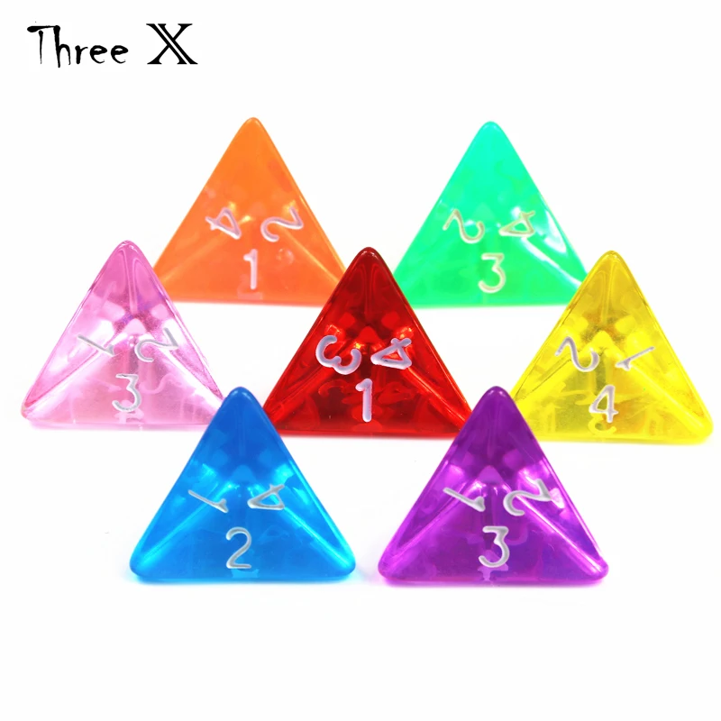 7 шт. прозрачный TRPG D4 кости для DND 4 двусторонний игровой Радуга Цвета настольные