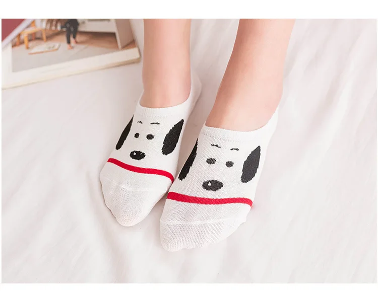 Простые женские короткие носки с Snoopy из мультфильма; удобные хлопковые короткие Дышащие носки с закрытым носком; нескользящие чулочно-носочные изделия