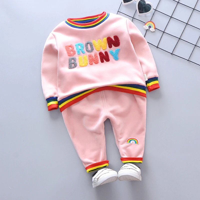 

TUONXYE Warm Baby Girl Costume Set Winter Thick Plush Clothing Infant Boy Hoodie And Pants Children Suit Kids Cartoon Outfit