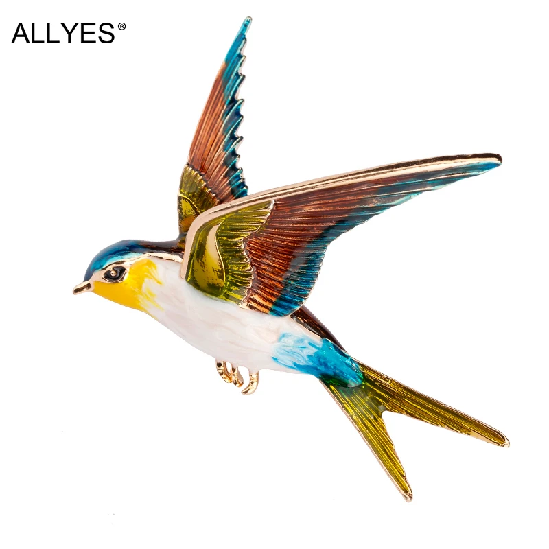 Женские яркие броши с ласточкой ALLYES вечерние булавки отворотом для одежды брошь
