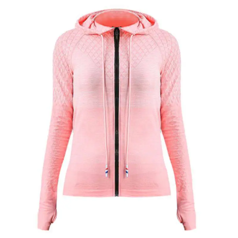 pink Женский топ с капюшоном, спортивный топ для фитнеса, женские рубашки с длинным рукавом, тренировочный топ, пальто для бега, осенняя спортивная куртка, спортивная одежда - Цвет: pink