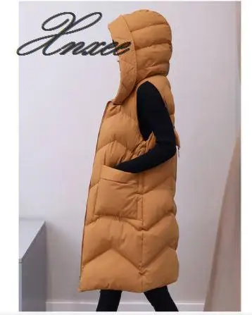 Xnxee Winter Women's jacket Windproof Warm Long Cotton Waistcoat Casual Sleeveless hooded femme coat veste XL-5XL | Женская одежда