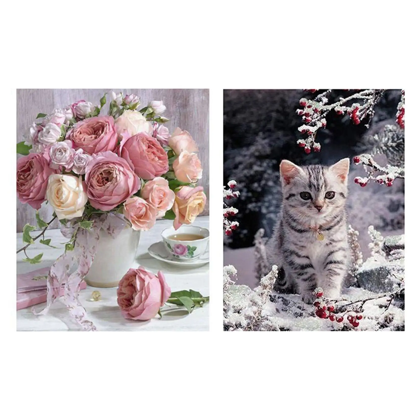 

Набор для алмазной вышивки «кофейная Роза» и «Снежный котёнок»
