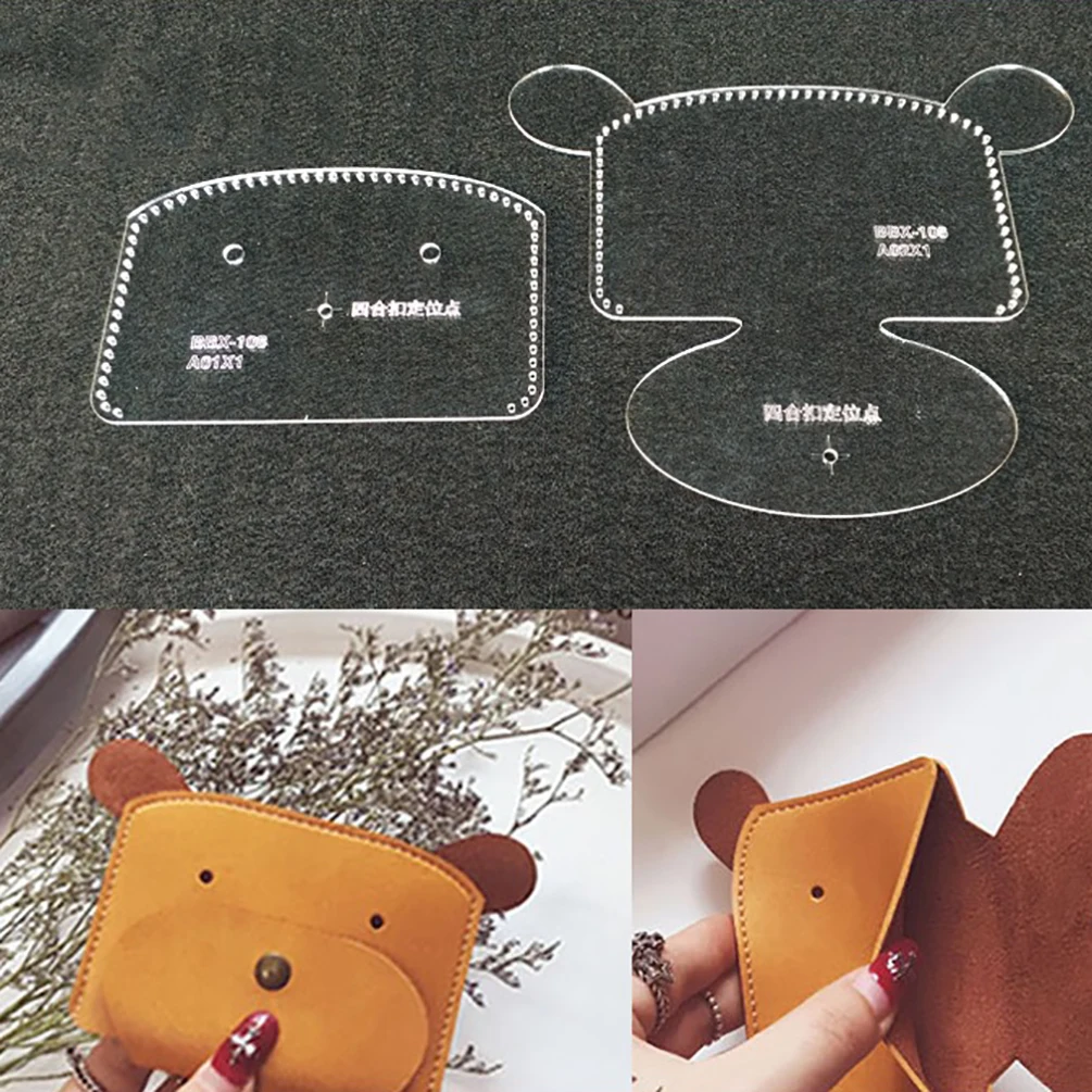 

Cartoon Coin Bag Transparent Template Animal Card Bag Sewing Pattern Leather Craft Acrylic Stencil Template Leatherworking Tools