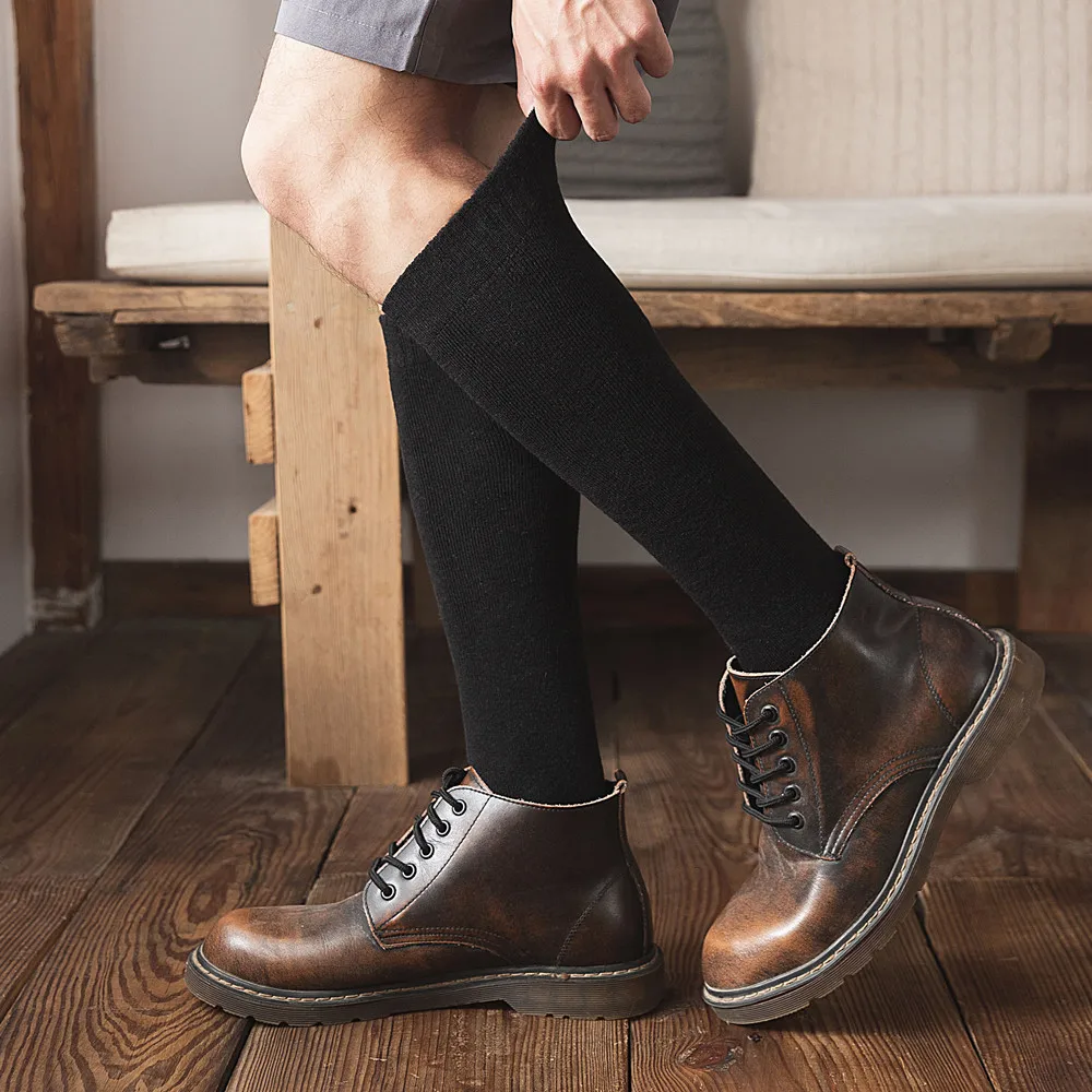 Теплые женские носки теплые шерстяные кашемировые зимние до колена унисекс из