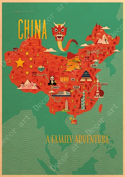 Посетите Китай Великая стена Янцзы река холст картины винтажные настенные крафт