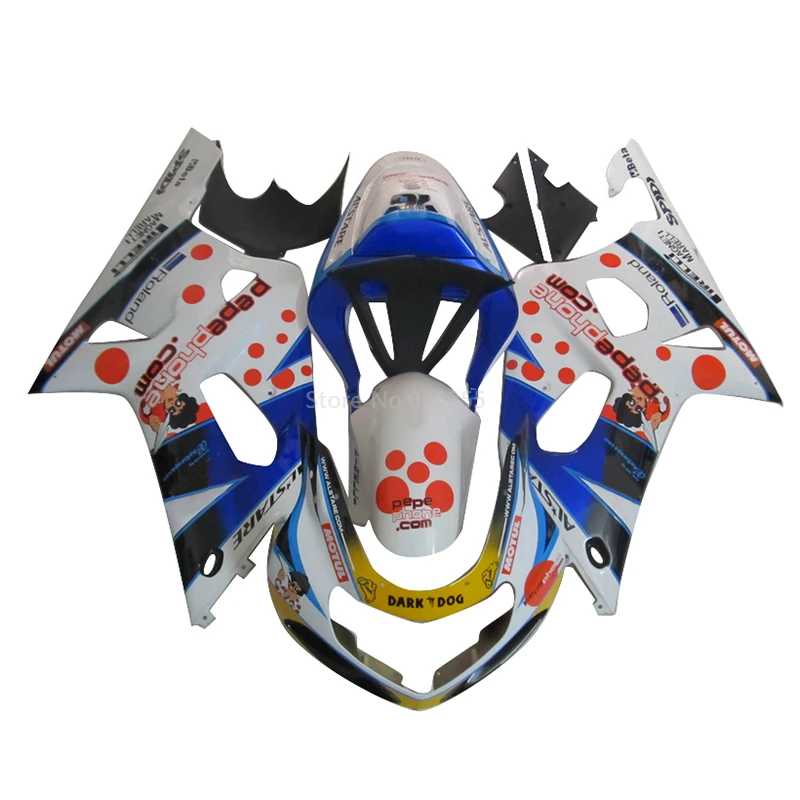 

Благодарные комплекты обтекателей для SUZUKI GSXR600 750 2001-2003 K1 K2 K3 инъекционные Обтекатели gsxr600 01 02 03 белый синий корпус MK98