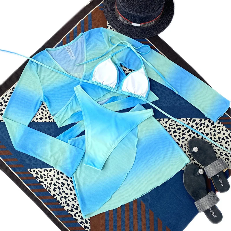 Новинка 2022 г. четырехкомпонентное бикини с градиентной расцветкой