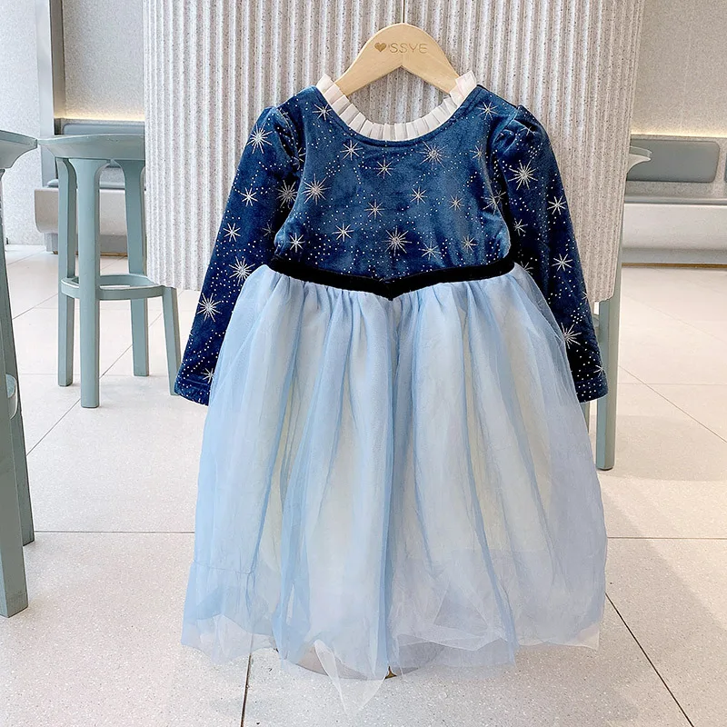 

Children'S Velvet Dress Warm Fleece Children'S Christmas Dress Girl'S Snowflake Party Princess Dress Girl'S New Year Clothes