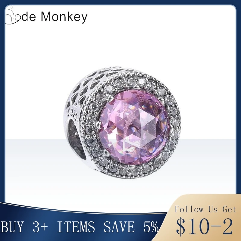 CodeMonkey 100% настоящая 925 пробы серебро темно розовый бусины трава талисманы