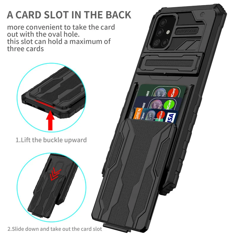 

For Samsung Galaxy A51 Case Hybrid Armor Stand Phone Case For Samsung A31 SM-A315F A515F A 51 31 Slot Card Holder Back Cover